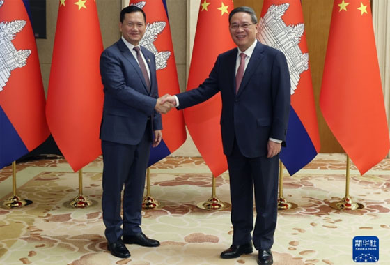 李強(qiáng)會(huì)見(jiàn)柬埔寨首相洪瑪奈